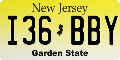 NJ license plate I36BBY