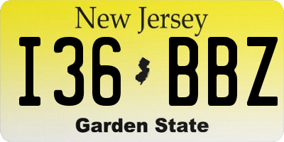 NJ license plate I36BBZ