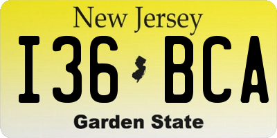 NJ license plate I36BCA