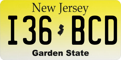 NJ license plate I36BCD