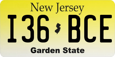 NJ license plate I36BCE