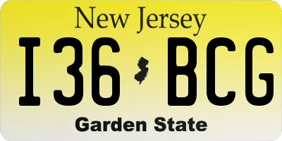 NJ license plate I36BCG