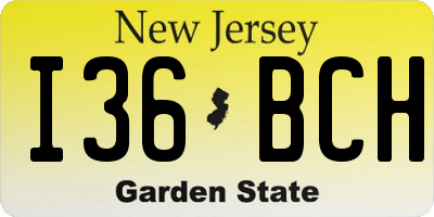 NJ license plate I36BCH