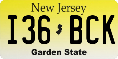 NJ license plate I36BCK