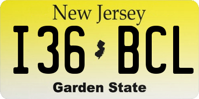 NJ license plate I36BCL