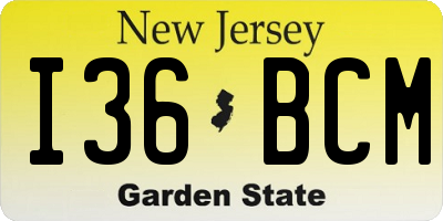 NJ license plate I36BCM