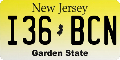 NJ license plate I36BCN