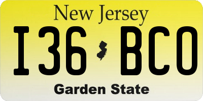 NJ license plate I36BCO