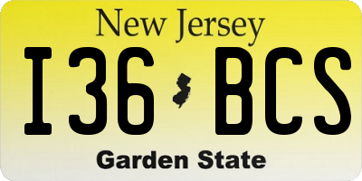NJ license plate I36BCS