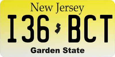 NJ license plate I36BCT