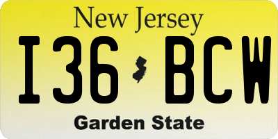 NJ license plate I36BCW