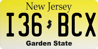 NJ license plate I36BCX