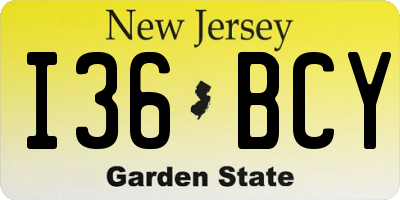 NJ license plate I36BCY