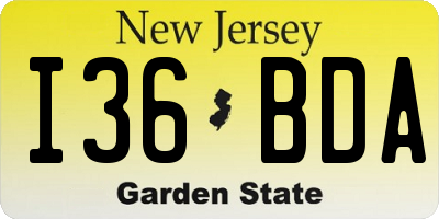 NJ license plate I36BDA