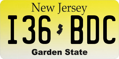 NJ license plate I36BDC