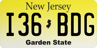 NJ license plate I36BDG