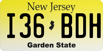 NJ license plate I36BDH