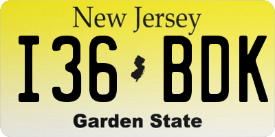 NJ license plate I36BDK