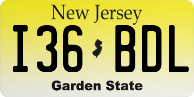 NJ license plate I36BDL
