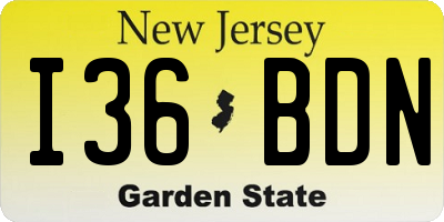 NJ license plate I36BDN