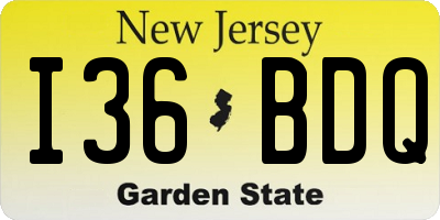 NJ license plate I36BDQ