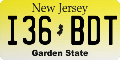 NJ license plate I36BDT