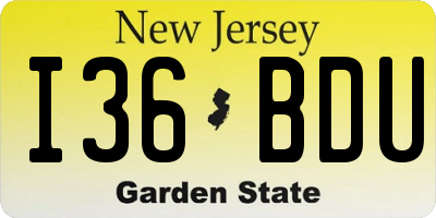 NJ license plate I36BDU