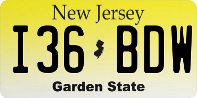 NJ license plate I36BDW