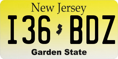 NJ license plate I36BDZ