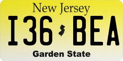 NJ license plate I36BEA