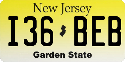 NJ license plate I36BEB