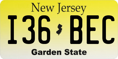 NJ license plate I36BEC