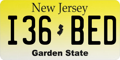 NJ license plate I36BED