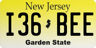 NJ license plate I36BEE