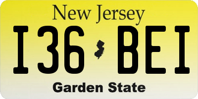 NJ license plate I36BEI