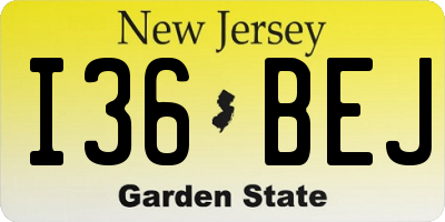 NJ license plate I36BEJ