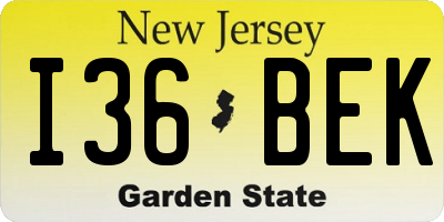 NJ license plate I36BEK