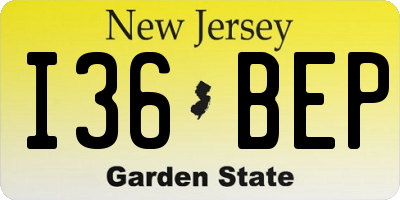 NJ license plate I36BEP