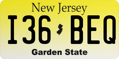 NJ license plate I36BEQ