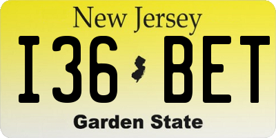 NJ license plate I36BET