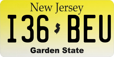 NJ license plate I36BEU
