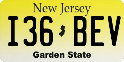 NJ license plate I36BEV