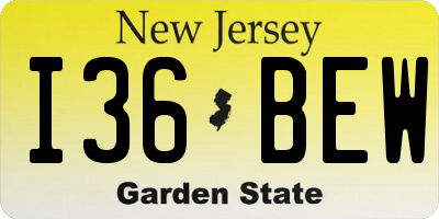 NJ license plate I36BEW