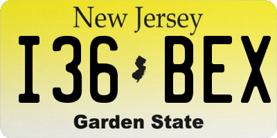 NJ license plate I36BEX