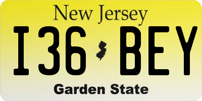 NJ license plate I36BEY