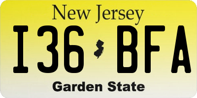 NJ license plate I36BFA