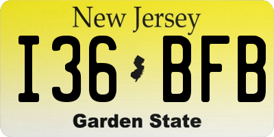 NJ license plate I36BFB