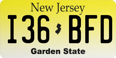 NJ license plate I36BFD