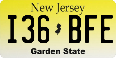 NJ license plate I36BFE