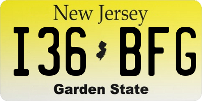 NJ license plate I36BFG